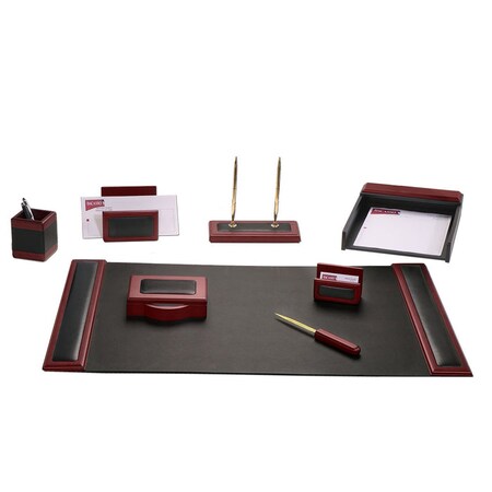 Dacasso Rosewood & Leather 8-Piece Desk Set DF-8012